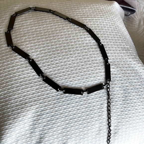 Pewter Belt - Made in Spain Adjustable Metallic chain belt, 31 in/ 5 in of chain - Picture 3 of 17